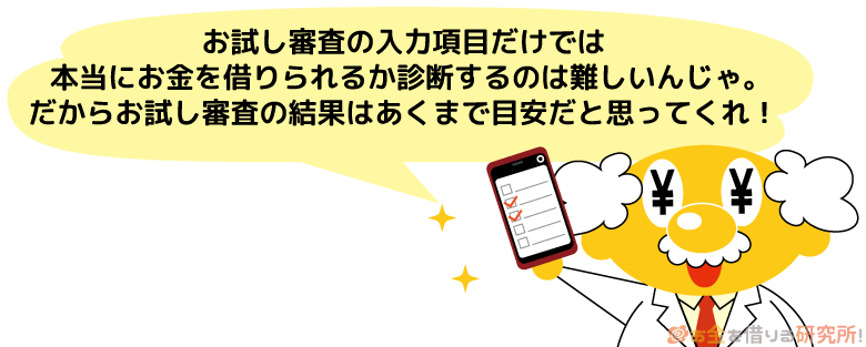 お試し審査の結果はあくまで目安である