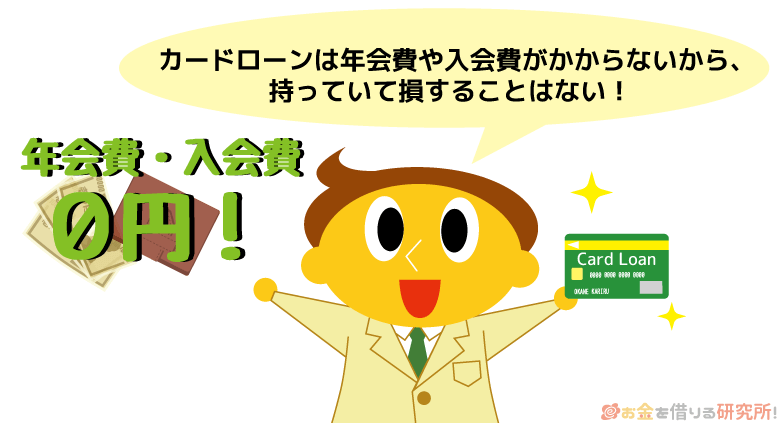 カードローンは年会費・入会費がかからないから持っていて損することはない