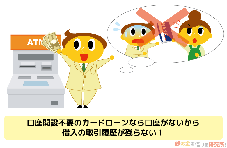 口座開設不要のカードローンなら口座がないから借入の取引履歴が残らない