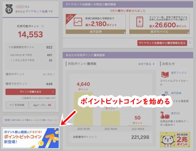 楽天 ポイントビットコイン